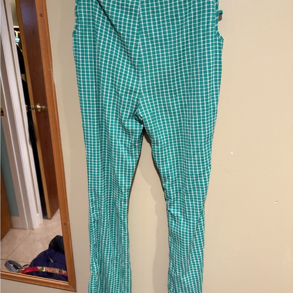 Green Boot Cut Flare Pants with Stretch